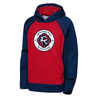 Sweat à capuche polaire Youth Outerstuff rouge/marine New England Revolution Striker
