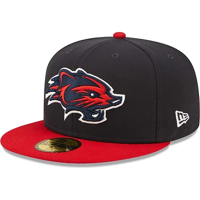Men's New Era Navy Hampshire Fisher Cats Road Authentic Collection 59FIFTY Fitted Hat