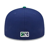 Men's New Era Royal/Green Hampshire Fisher Cats Coconut Chicken Tender Theme Night 59FIFTY Fitted Hat