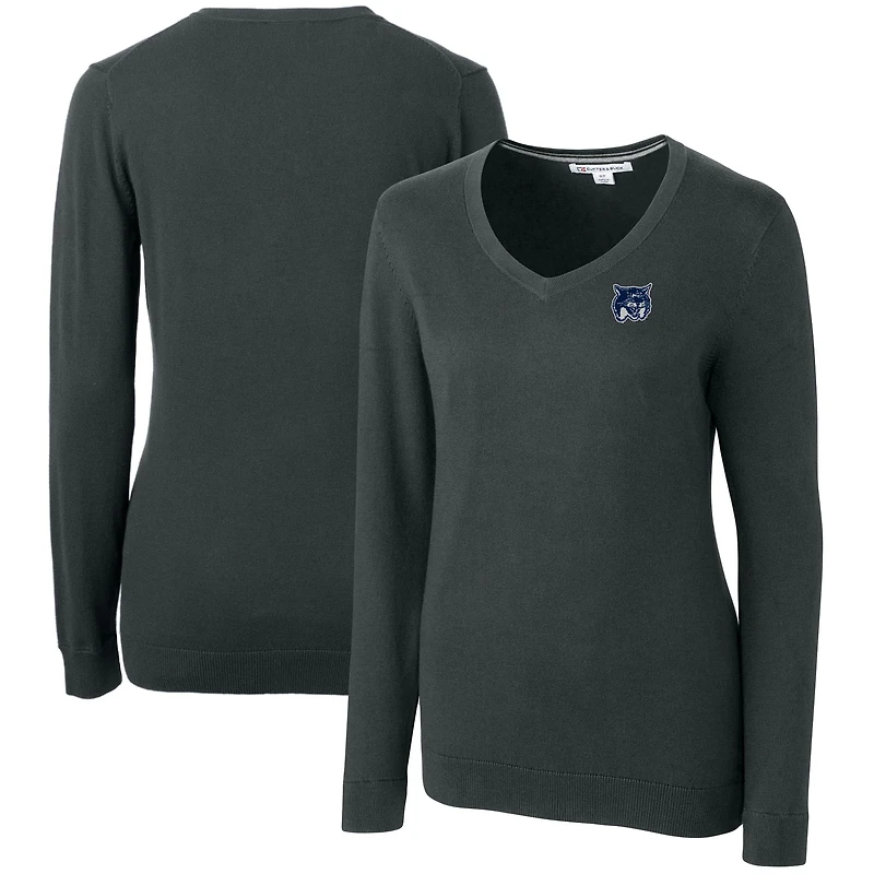 Women's Cutter & Buck Heather Charcoal New Hampshire Wildcats Lakemont Tri-Blend V-Neck Sweater