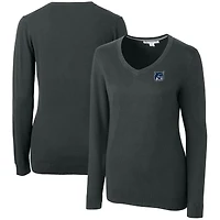 Women's Cutter & Buck Heather Charcoal New Hampshire Wildcats Lakemont Tri-Blend V-Neck Sweater