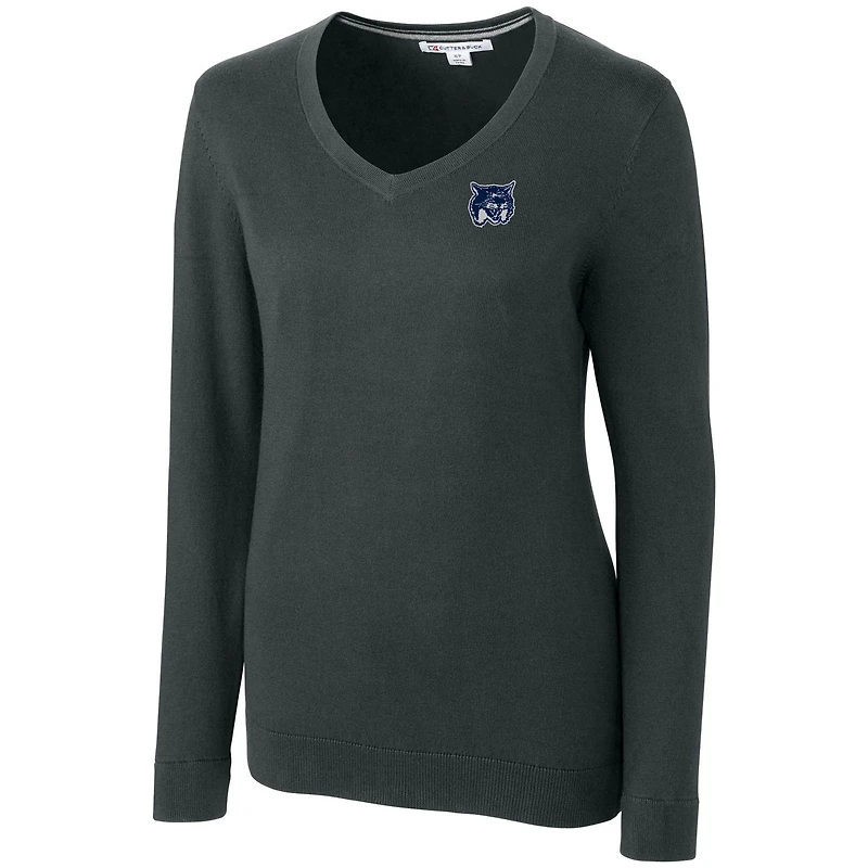 Women's Cutter & Buck Heather Charcoal New Hampshire Wildcats Lakemont Tri-Blend V-Neck Sweater