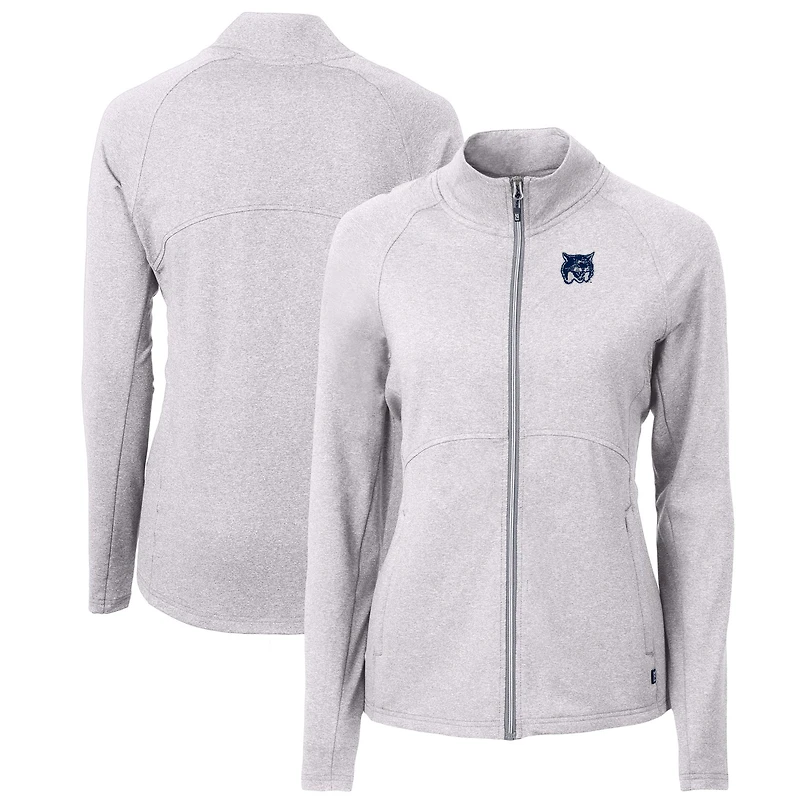 Women's Cutter & Buck  Heather Gray New Hampshire Wildcats Adapt Eco Knit Recycled Full-Zip Jacket