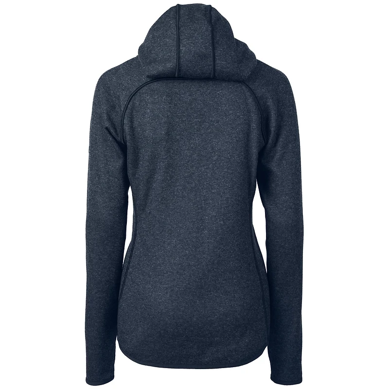 Women's Cutter & Buck Heather Navy New Hampshire Wildcats Mainsail Sweater Knit Full-Zip Hoodie Jacket