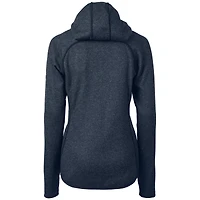 Women's Cutter & Buck Heather Navy New Hampshire Wildcats Mainsail Sweater Knit Full-Zip Hoodie Jacket