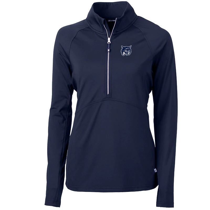 Pull-over demi-zippé en tricot extensible recyclé Adapt Eco Knit pour femme, bleu marine, des Wildcats du New Hampshire, Cutter & Buck