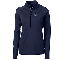 Pull-over demi-zippé en tricot extensible recyclé Adapt Eco Knit pour femme, bleu marine, des Wildcats du New Hampshire, Cutter & Buck