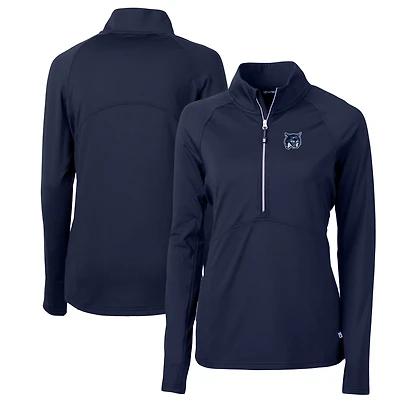 Pull-over demi-zippé en tricot extensible recyclé Adapt Eco Knit pour femme, bleu marine, des Wildcats du New Hampshire, Cutter & Buck