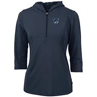 Women's Cutter & Buck Navy New Hampshire Wildcats Virtue Eco Pique Recycled Half-Zip Pullover Hoodie