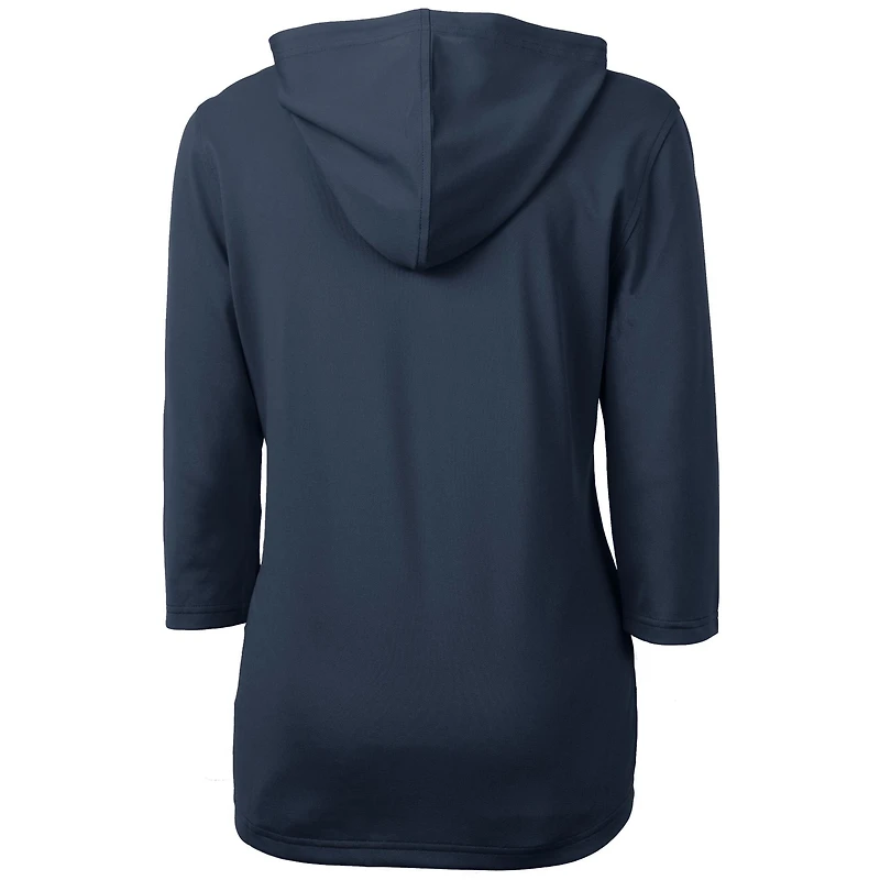 Women's Cutter & Buck Navy New Hampshire Wildcats Virtue Eco Pique Recycled Half-Zip Pullover Hoodie