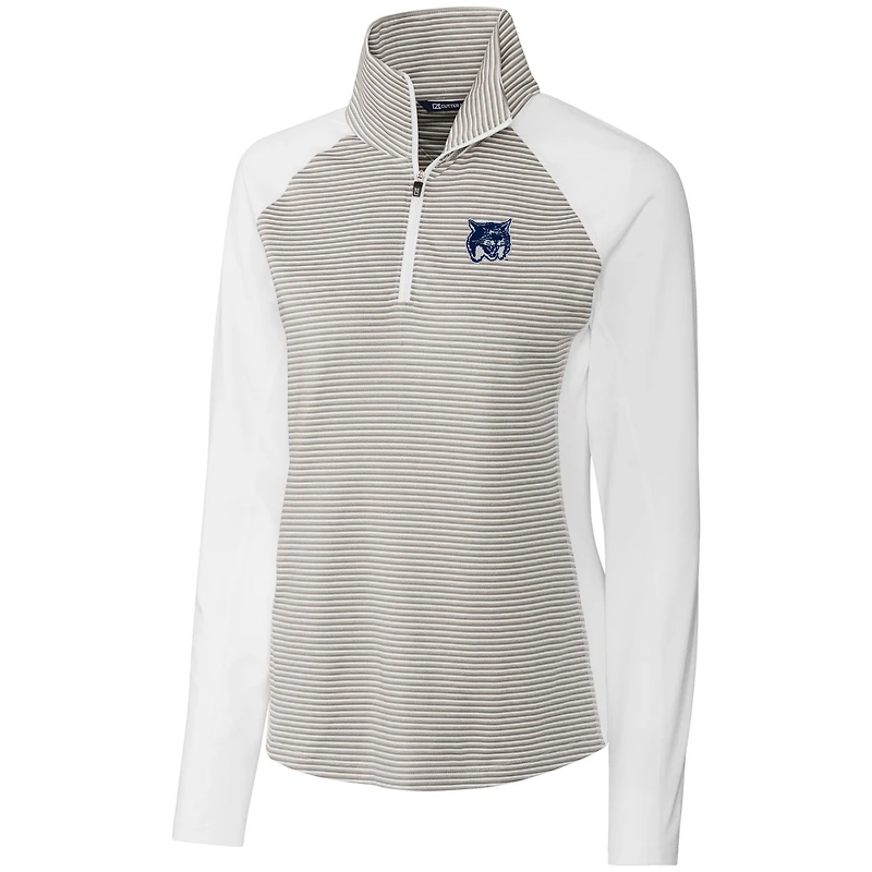 Women's Cutter & Buck  White New Hampshire Wildcats DryTec Forge Tonal Stripe Stretch Half-Zip Top
