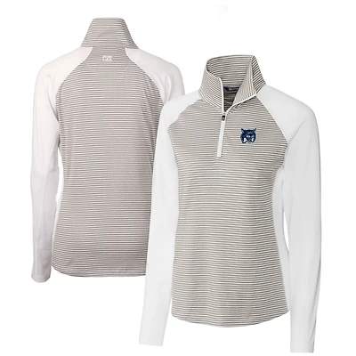 Women's Cutter & Buck  White New Hampshire Wildcats DryTec Forge Tonal Stripe Stretch Half-Zip Top