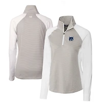 Women's Cutter & Buck  White New Hampshire Wildcats DryTec Forge Tonal Stripe Stretch Half-Zip Top
