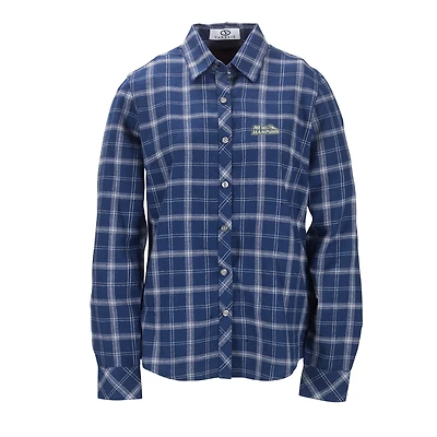 Women's Navy New Hampshire Wildcats Brewer Flannel Button-Down Long Sleeve Shirt