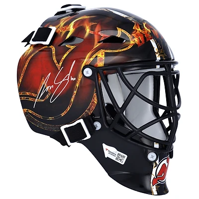 Masque de gardien de but miniature autographié par Akira Schmid des Devils du New Jersey