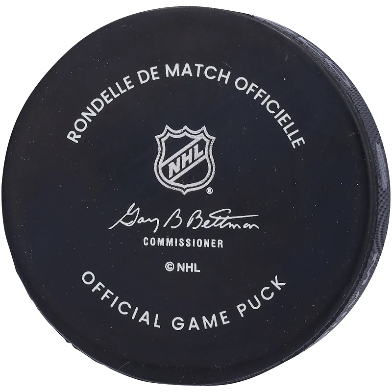 Rondelle de match officielle autographiée par Akira Schmid des Devils du New Jersey