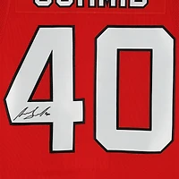 Maillot authentique adidas rouge autographié par Akira Schmid des Devils du New Jersey