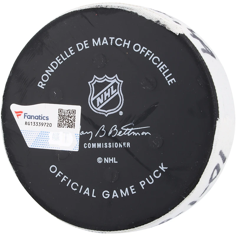 Brian Halonen New Jersey Devils Game-Used Goal Puck vs. New York Rangers on October 1, 2024