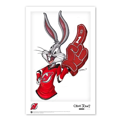 Affiche imprimée Looney Tunes de Bugs Bunny New Jersey Devils 11" x 17"