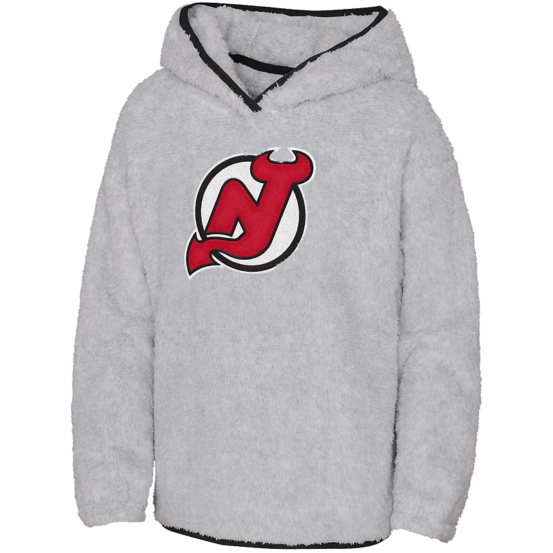 Sweat à capuche en polaire Ultimate Teddy pour jeunes filles, gris, New Jersey Devils