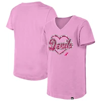 T-shirt à col en V sequins New Jersey Devils rose Era pour fille