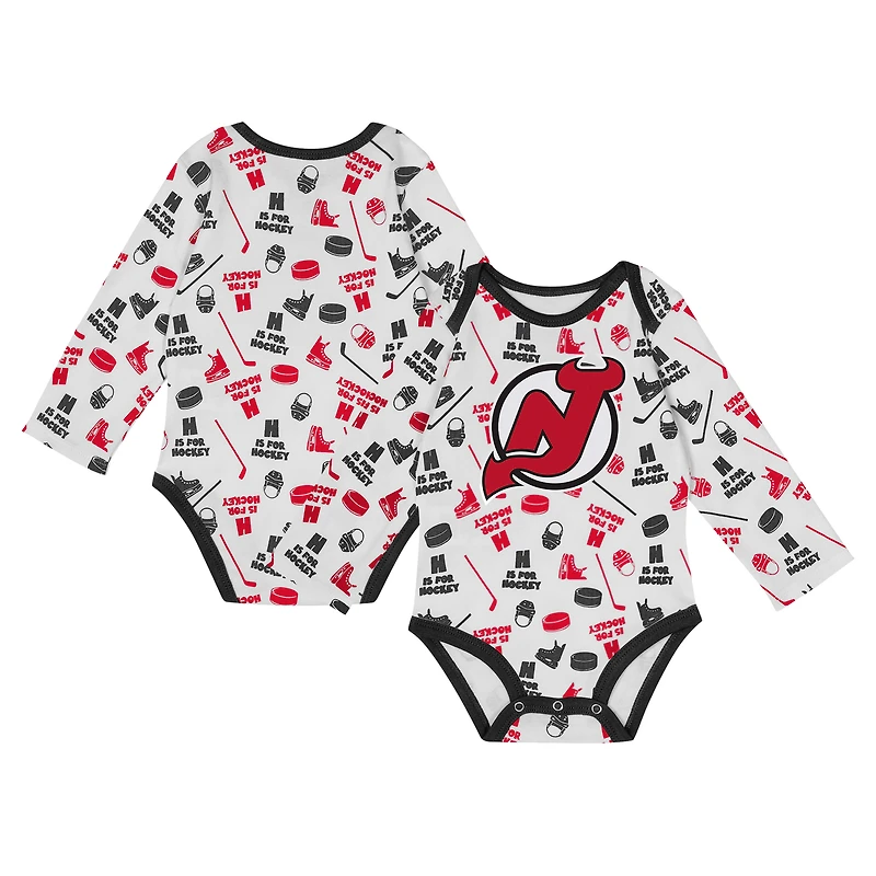 Body à manches longues pour bébé blanc New Jersey Devils Quick Learner