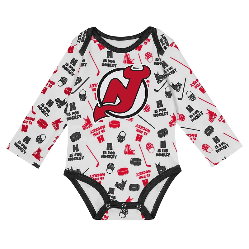 Body à manches longues pour bébé blanc New Jersey Devils Quick Learner