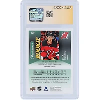 Carte de recrue autographiée de Jack Hughes (New Jersey Devils), saison 2019-20, Upper Deck Parkhurst n° 320