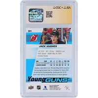 Carte de recrue Jack Hughes des New Jersey Devils, autographiée, 2019-20 Upper Deck Young Guns n° 201, certifiée CGC Fanatics Witnessed Auto 10