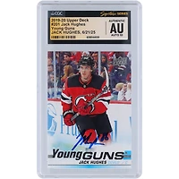 Carte de recrue Jack Hughes des New Jersey Devils, autographiée, 2019-20 Upper Deck Young Guns n° 201, certifiée CGC Fanatics Witnessed Auto 10