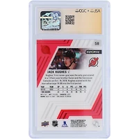 Jack Hughes New Jersey Devils Autographed 2020-21 Upper Deck Synergy Red #58 CGC Fanatics Witnessed Authenticated 9/10 Card