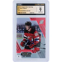 Jack Hughes New Jersey Devils Autographed 2020-21 Upper Deck Synergy Red #58 CGC Fanatics Witnessed Authenticated 9/10 Card