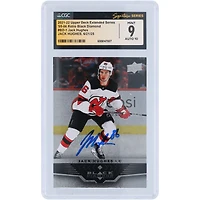 Jack Hughes New Jersey Devils Autographed 2021-22 Upper Deck Extended Series Black Diamond #BD-1 CGC Fanatics Witnessed Authenticated 9/10 Card
