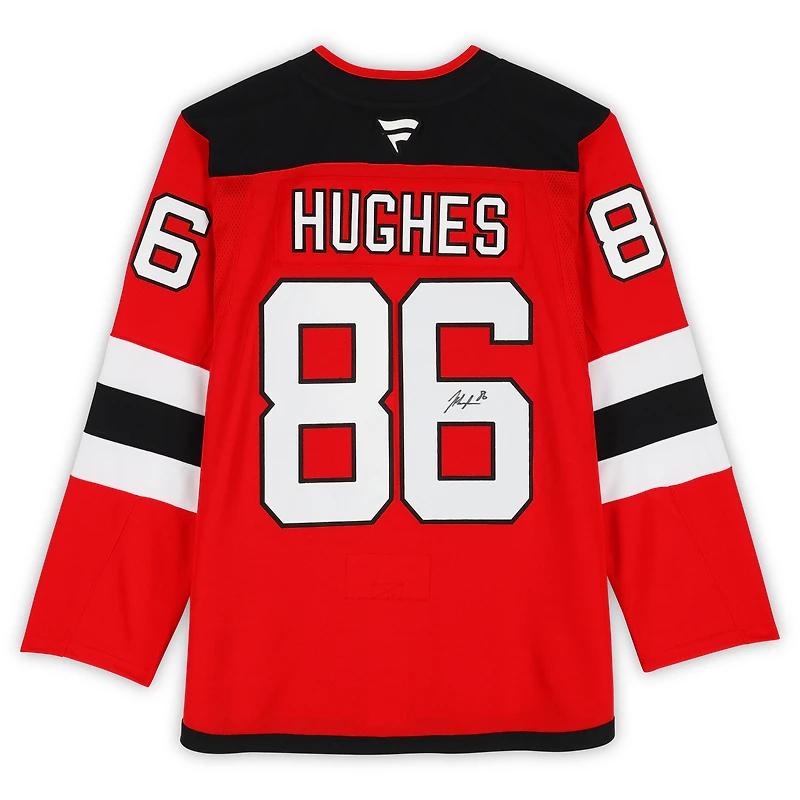 Maillot premium dédicacé par Jack Hughes des Devils du New Jersey, Red Fanatics