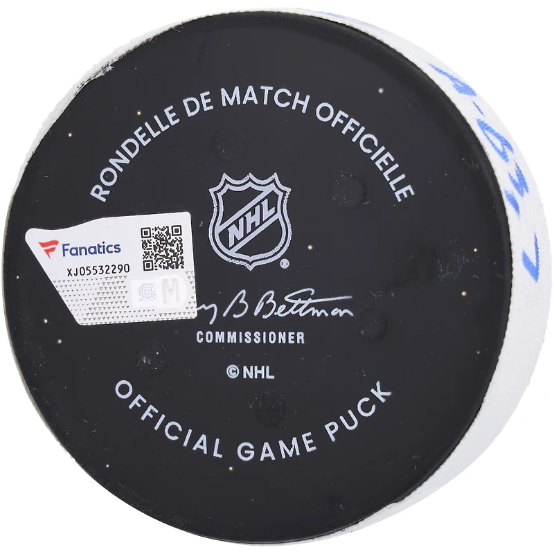 Jack Hughes New Jersey Devils Game-Used Goal Puck from December 2, 2024 vs. New York Rangers - Second of Two Goals Scored