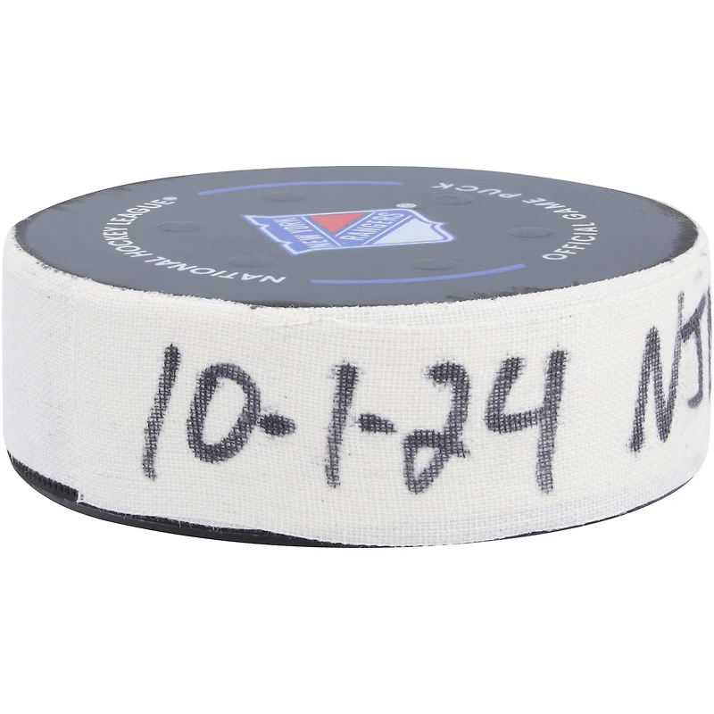 Jakub Zboril New Jersey Devils Game-Used Goal Puck vs. New York Rangers on October 1, 2024