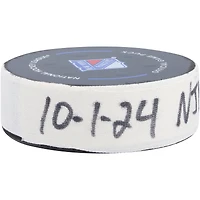 Jakub Zboril New Jersey Devils Game-Used Goal Puck vs. New York Rangers on October 1, 2024