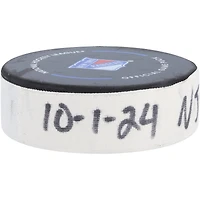 Kevin Labanc New Jersey Devils Game-Used Goal Puck vs. New York Rangers on October 1, 2024 - First of Two Goals Scored