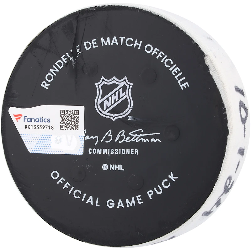 Kevin Labanc New Jersey Devils Game-Used Goal Puck vs. New York Rangers on October 1, 2024 - First of Two Goals Scored
