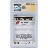 Luke Hughes New Jersey Devils Autographed 2023-24 Upper Deck Series 1 Debut Dates Silver Ink #DD-25 CGC Fanatics Witnessed Authenticated Rookie Card