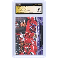 Carte de recrue autographiée 9/10 de Luke Hughes, Devils du New Jersey, Upper Deck Series 2, Young Guns, 2023-24, n° C213, CGC Fanatics, témoin