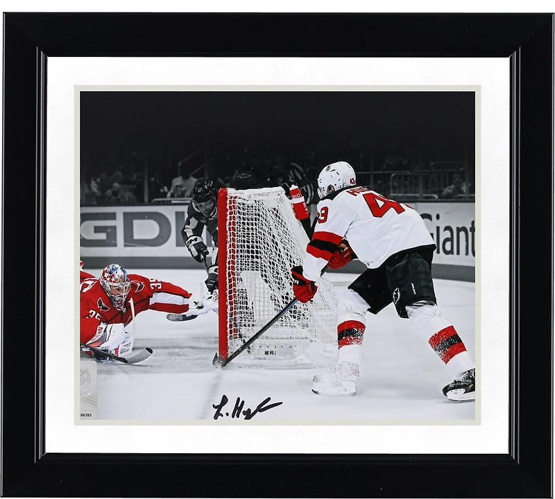 Luke Hughes New Jersey Devils Autographed 8" x 10" First NHL Goal Spotlight Photograph