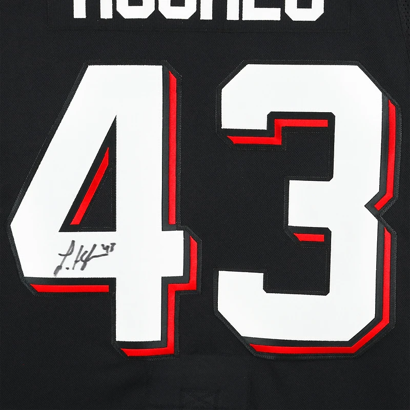 Maillot premium noir dédicacé de Luke Hughes, Devils du New Jersey