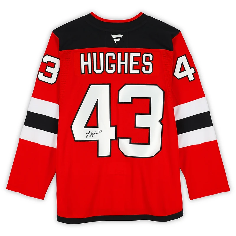 Maillot premium dédicacé des New Jersey Devils par Luke Hughes, Red Fanatics