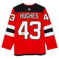 Maillot premium dédicacé des New Jersey Devils par Luke Hughes, Red Fanatics