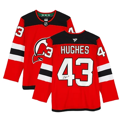 Maillot premium dédicacé des New Jersey Devils par Luke Hughes, Red Fanatics