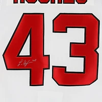 Maillot premium blanc dédicacé de Luke Hughes, New Jersey Devils
