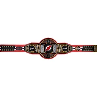 Ceinture de titre WWE Legacy autographiée par Luke Hughes New Jersey Devils avec inscription « Lets Go Devils » - Édition limitée n°1/5