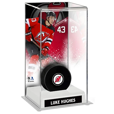 Étui de luxe pour rondelles de hockey Luke Hughes New Jersey Devils