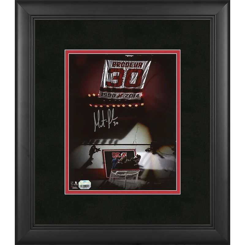 Martin Brodeur New Jersey Devils Framed Autographed 8" x 10" Jersey Retirement Night Banner Raising Photograph
